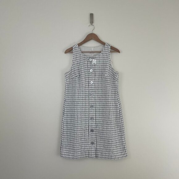 J Crew Factory Sleeveless Tweed Button Front Shift Dress Size 8 - Picture 1 of 6